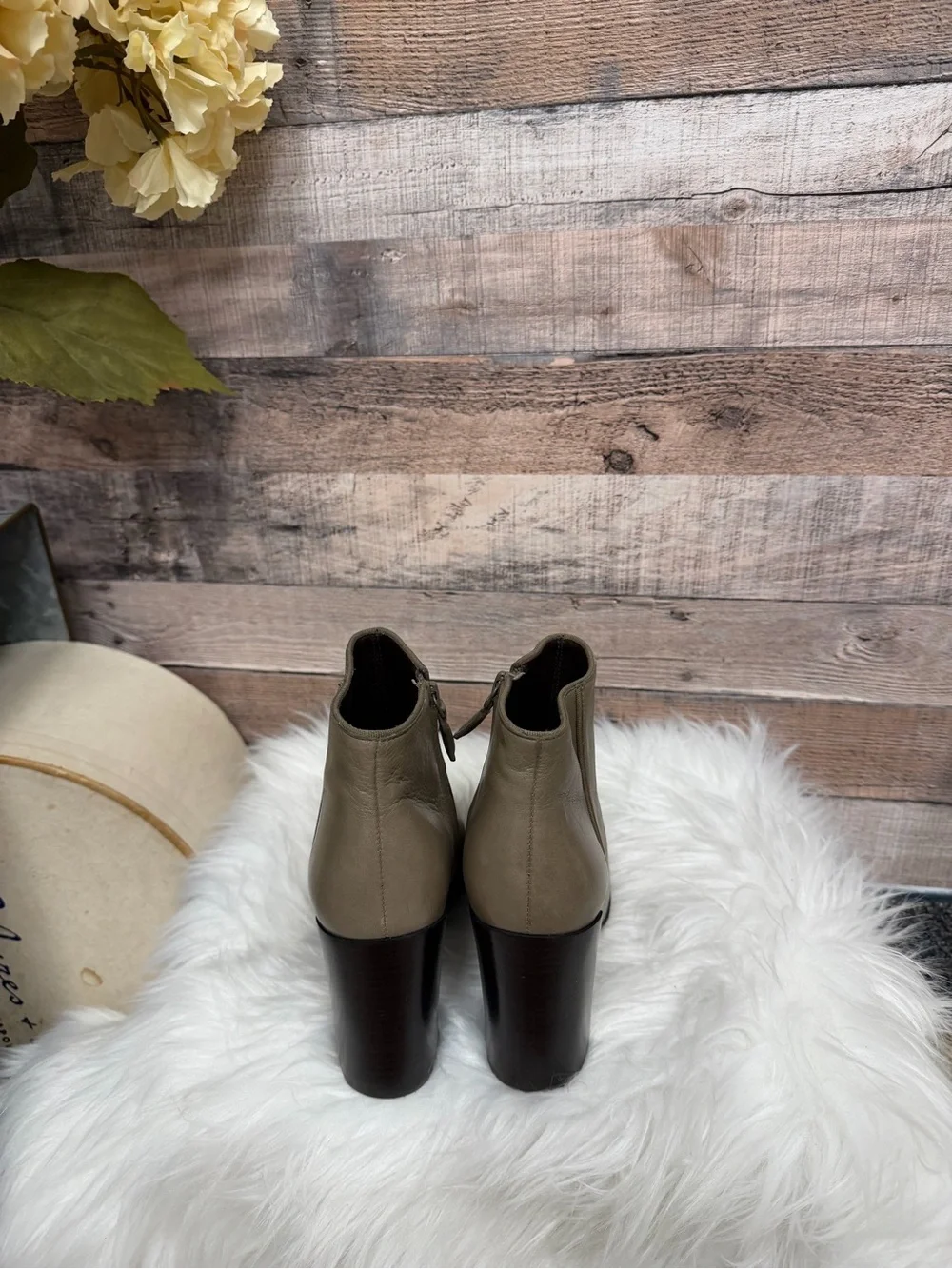 Tory Burch Taupe  Leather Ankle Booties
